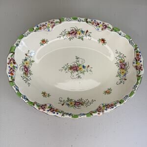 Floral Fine China Hand Painted Oval Vegetable Serving Platter Bowl Made In Japan